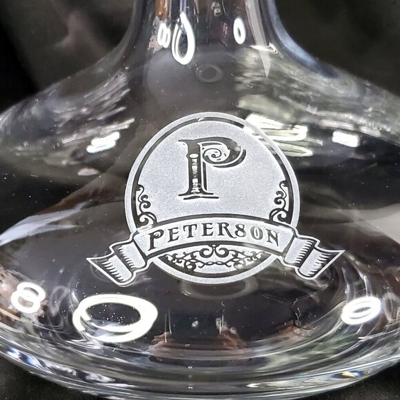Peterson Ravenscroft Crystal Wine Decanter With Peterson Monogram Logo - Picture 9 of 13